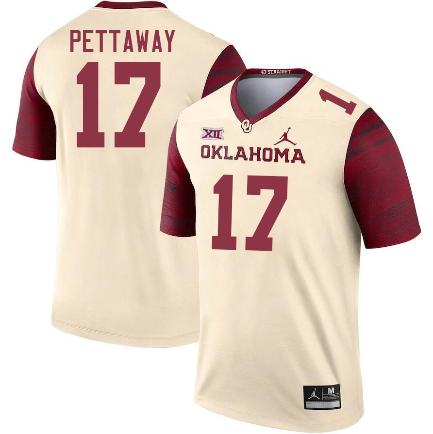 Men #17 Jaquaize Pettaway Oklahoma Sooners College Football Jerseys Stitched Sale-Cream